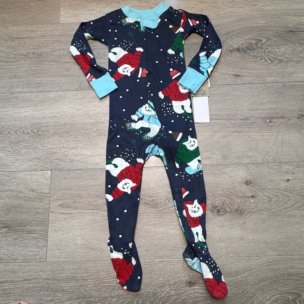Honest Baby Clothing 18 M Winter Cats Organic Cotton Footed Pajamas NWT